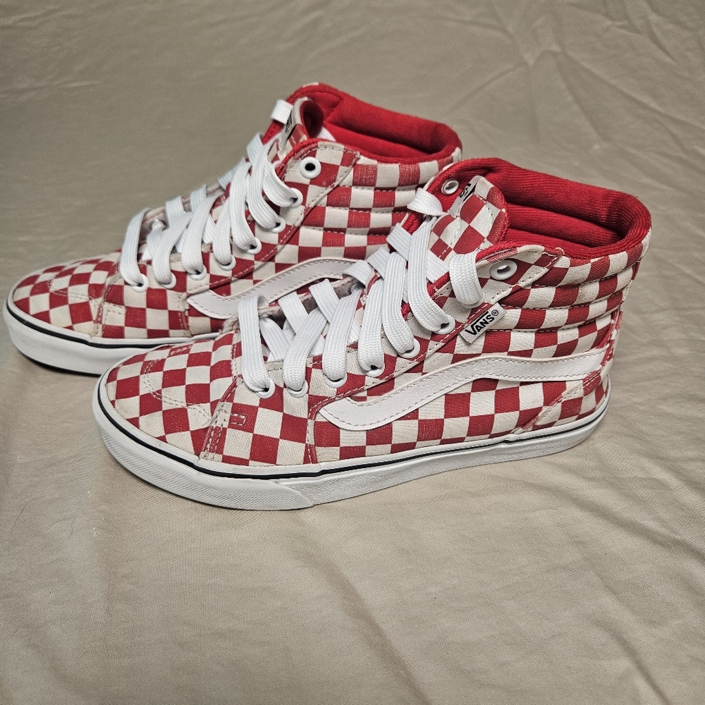 Vans Filmore Hi Women's‎ Size 8 Checkerboard Red White High Top Sneakers 721356